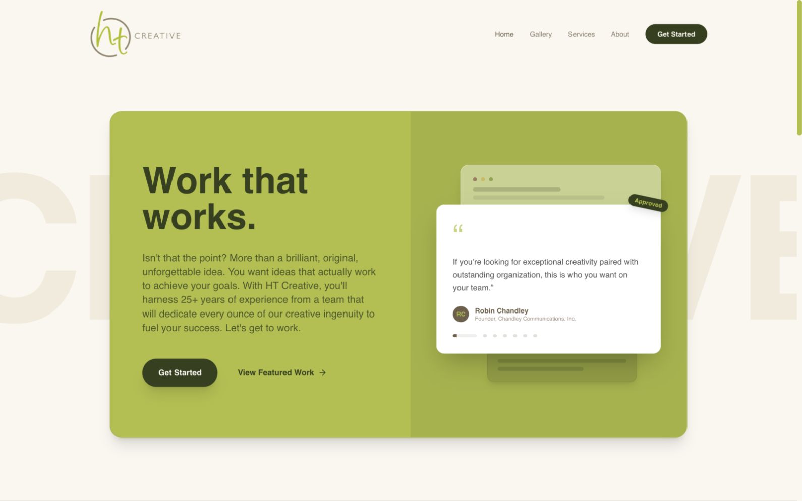HT Creative copywriting and concept development website homepage